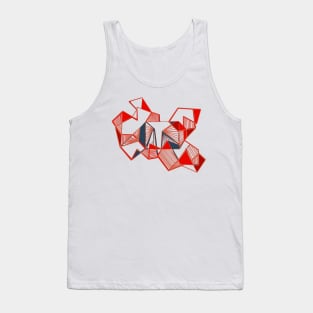 Red geo abstract paint lines Tank Top